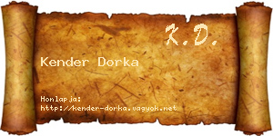 Kender Dorka névjegykártya